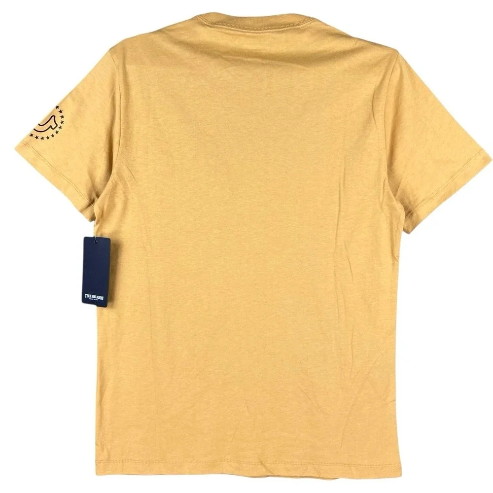 NWT True Religion Men's Honey Mustard Silicone TR Area SS Pullover T-shirt Sz M